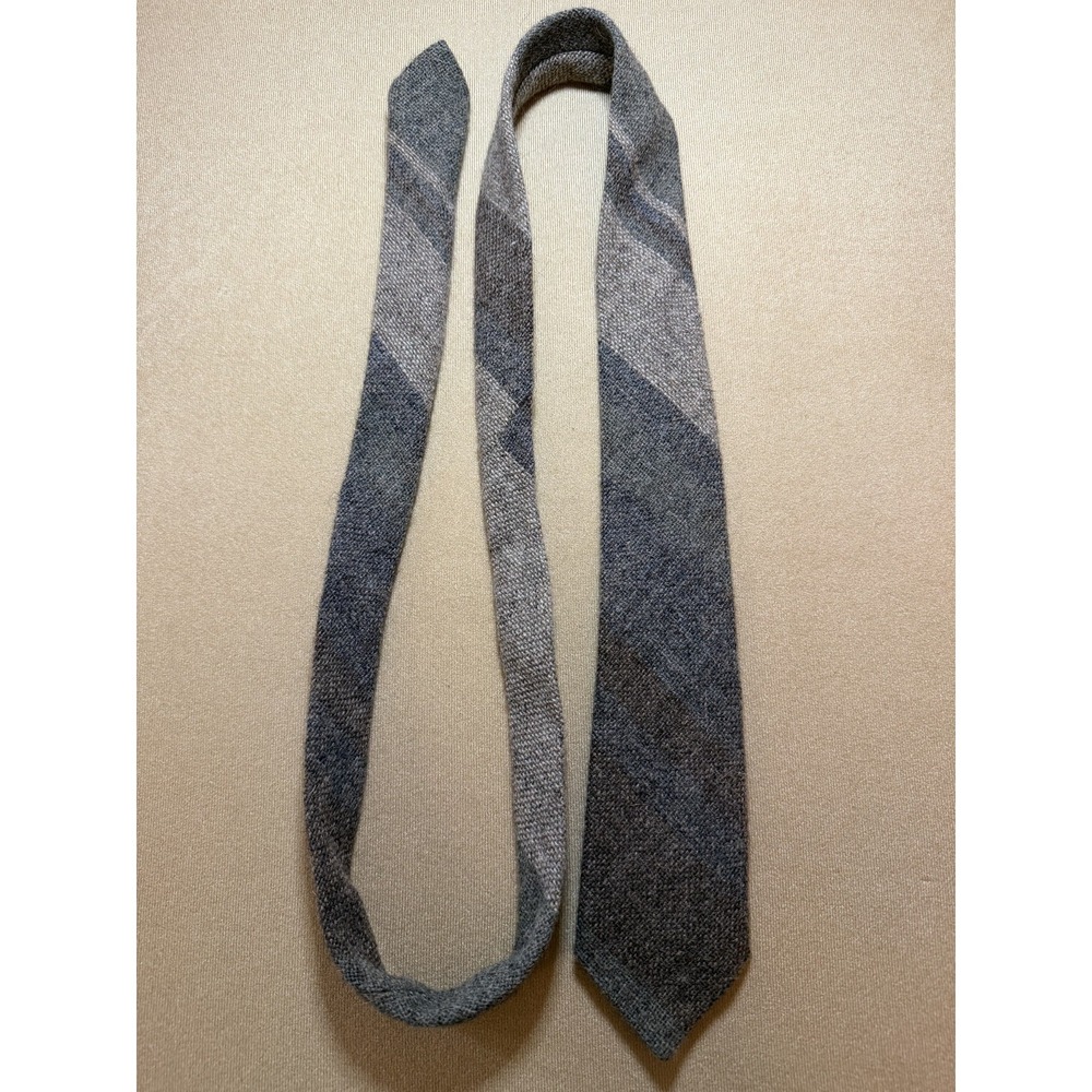 Glenshane Donegal Tweed Wool Tie Grey Brown Striped Made in Ireland Mens Vintage